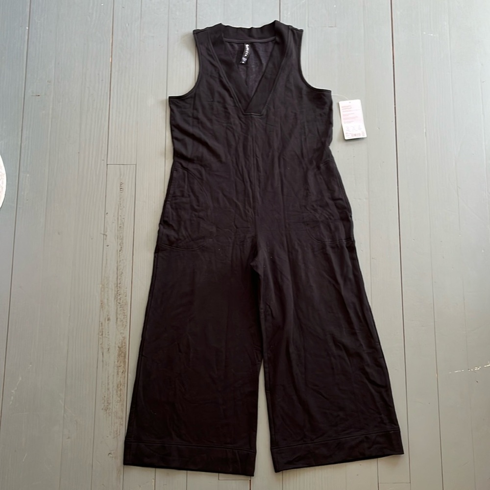 Athleta Black Sleeveless V-Neck Wide-Leg Jumpsuit